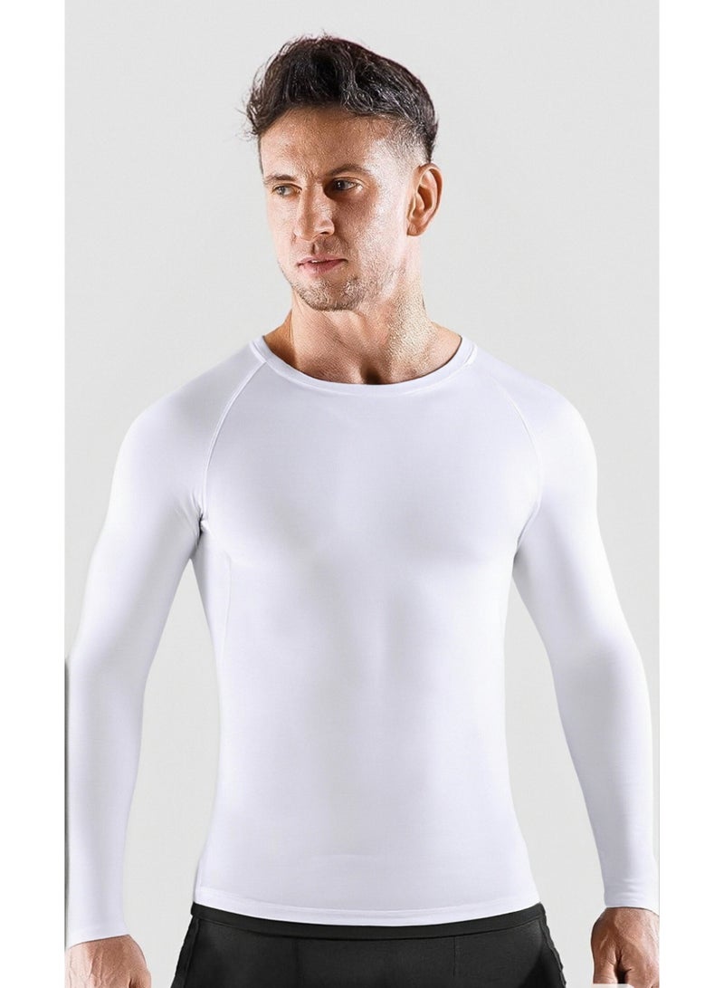 Men's Shapewear Sports Top, Quick-Dry Crew Neck Slim-Fit Long-Sleeve T-Shirt, Body Shaping Undershirt, Abdominal Control Shapewear for Fitness - Image 1