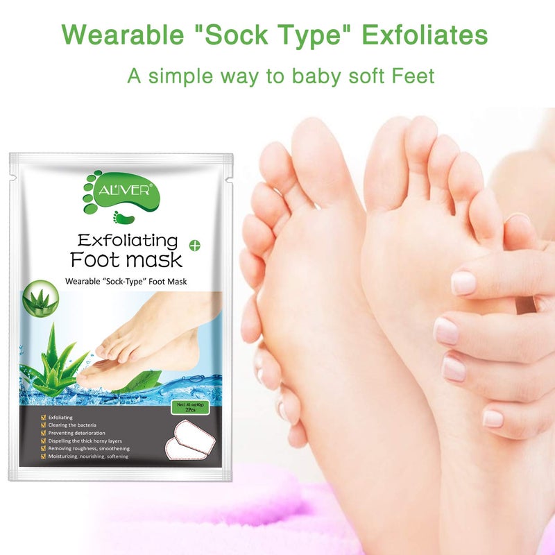 ALIVER Foot Peel Mask 3 Packï¼Œ Exfoliator Peel Off Calluses Dead Skin Callus Removerï¼ŒBaby Soft Smooth Touch Feet-Men Women (Aloe Vera) - Image 3