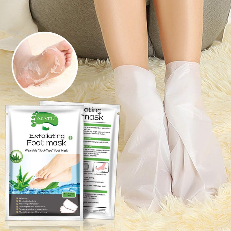 ALIVER Foot Peel Mask 3 Packï¼Œ Exfoliator Peel Off Calluses Dead Skin Callus Removerï¼ŒBaby Soft Smooth Touch Feet-Men Women (Aloe Vera) - Image 5