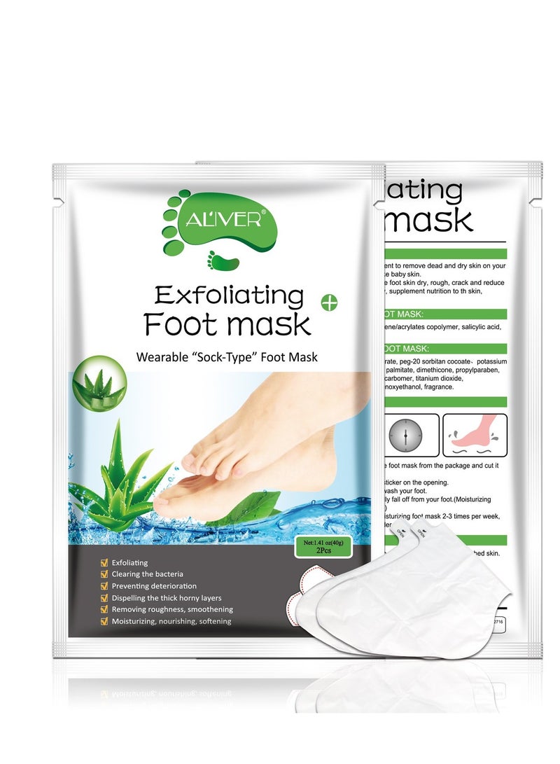 ALIVER Foot Peel Mask 3 Pack， Exfoliator Peel Off Calluses Dead Skin Callus Remover，Baby Soft Smooth Touch Feet-Men Women (Aloe Vera)  - Image 2