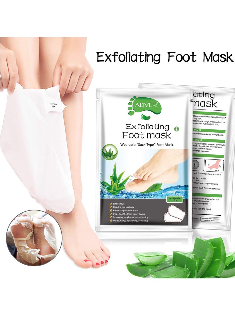 ALIVER Foot Peel Mask 3 Pack， Exfoliator Peel Off Calluses Dead Skin Callus Remover，Baby Soft Smooth Touch Feet-Men Women (Aloe Vera)  - Image 3