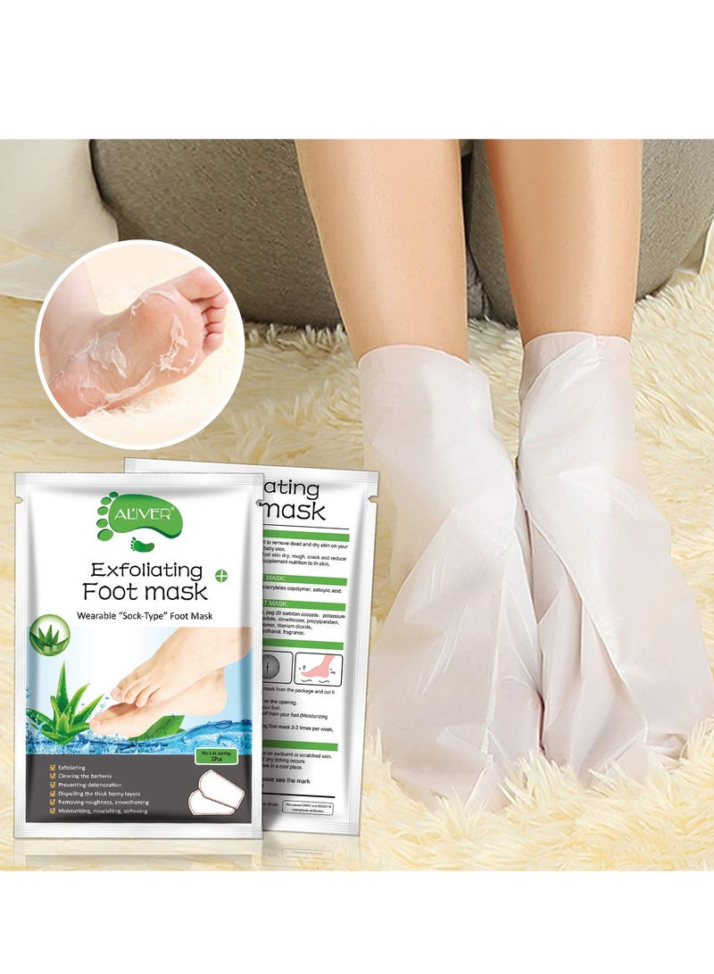 ALIVER Foot Peel Mask 3 Pack， Exfoliator Peel Off Calluses Dead Skin Callus Remover，Baby Soft Smooth Touch Feet-Men Women (Aloe Vera)  - Image 4