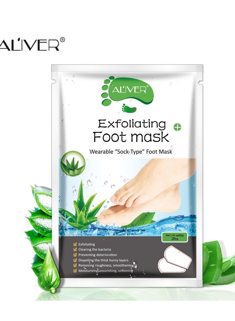 ALIVER Foot Peel Mask 3 Pack， Exfoliator Peel Off Calluses Dead Skin Callus Remover，Baby Soft Smooth Touch Feet-Men Women (Aloe Vera)  - Image 5