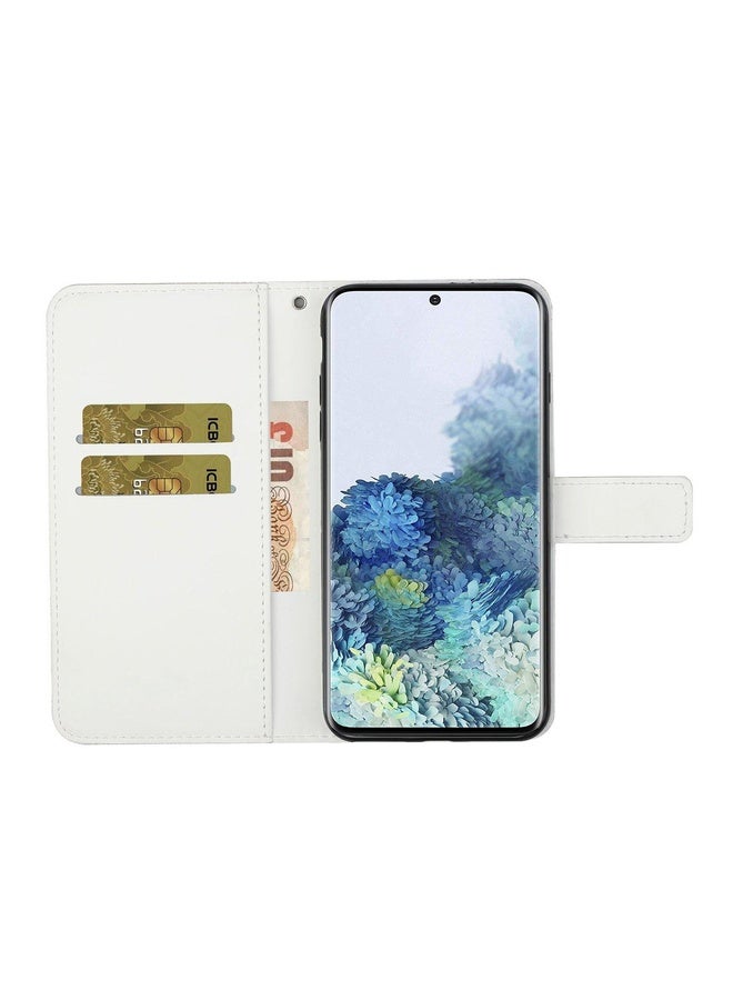 HuHa Case Cover For Samsung Galaxy S20 Ethnic Style Embossed Pattern Horizontal Flip Leather Case with Holder & Card Slots & Wallet & Lanyard(White)  - Image 4