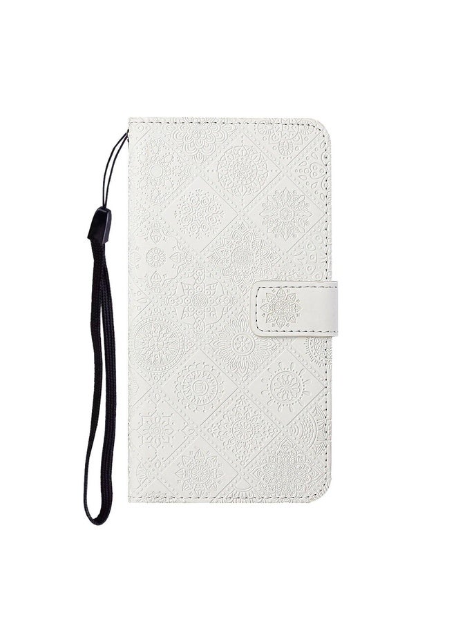 HuHa Case Cover For Samsung Galaxy S20 Ethnic Style Embossed Pattern Horizontal Flip Leather Case with Holder & Card Slots & Wallet & Lanyard(White)  - Image 2