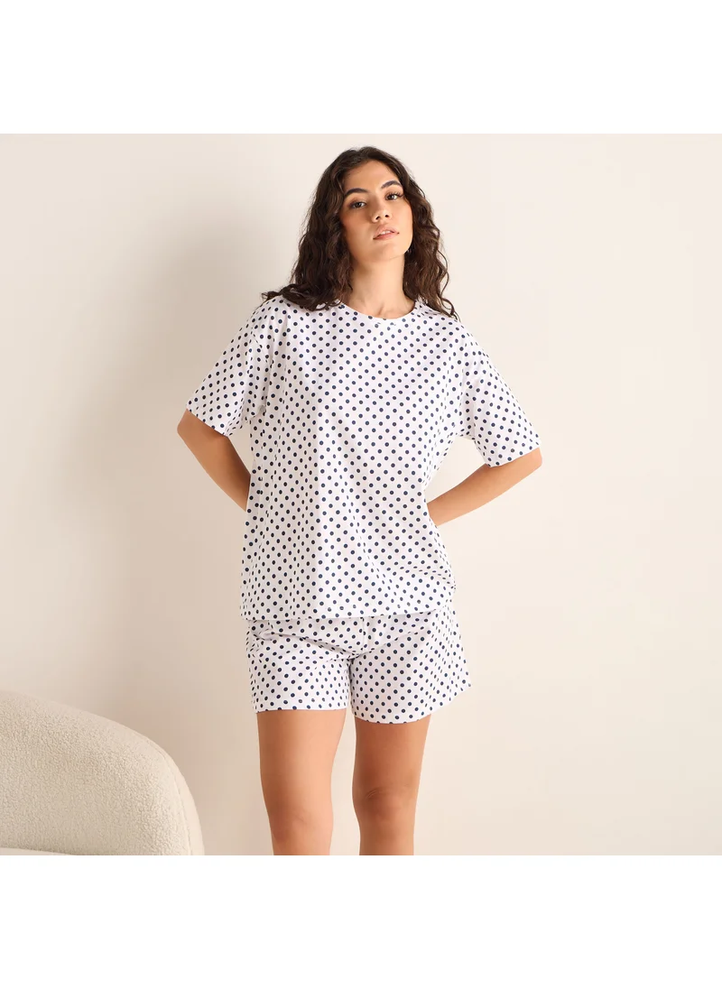 Splash FAV Polka Dot Print T-shirt and Short Set