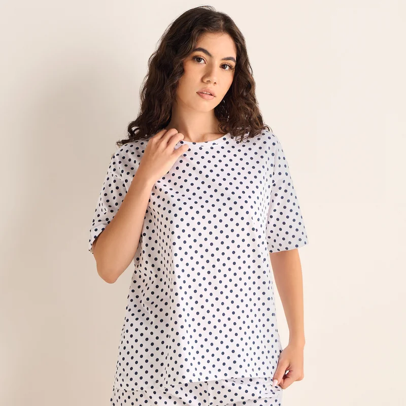 Splash FAV Polka Dot Print T-shirt and Short Set
