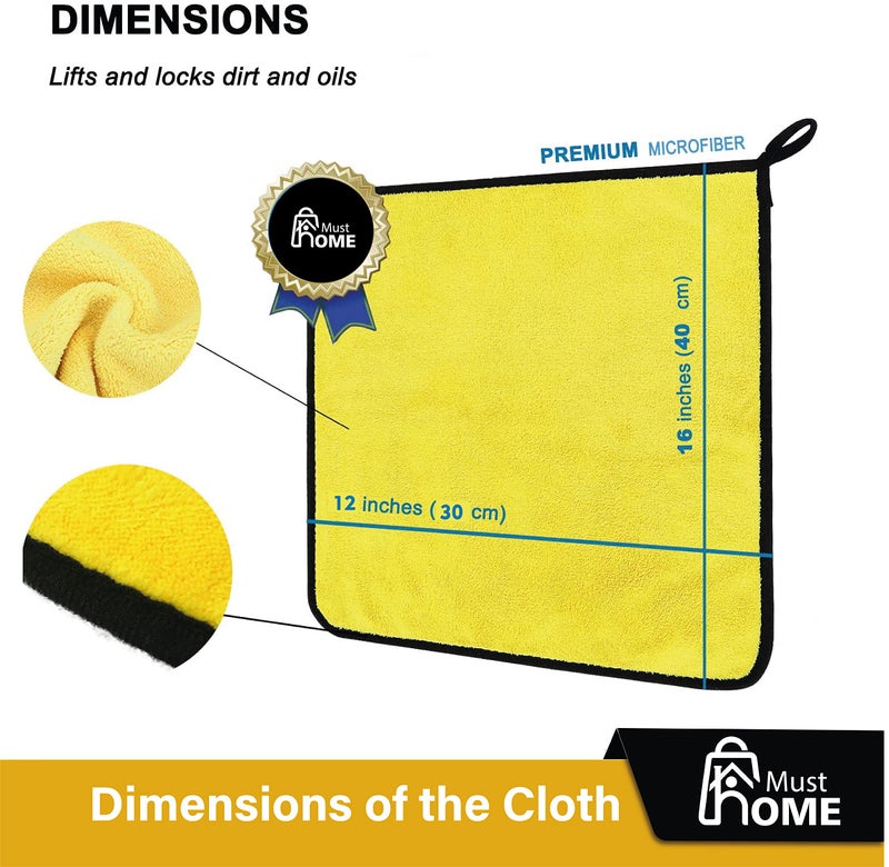 MustHome Microfiber Cloth for car Cleaning wash 800GSM with Pouch Extra Thick Lint Free Microfiber Cleaning Towel Cloth for Bike, Cars Cleaning Dusting Detailing 30x40 Cms (1) - Image 5