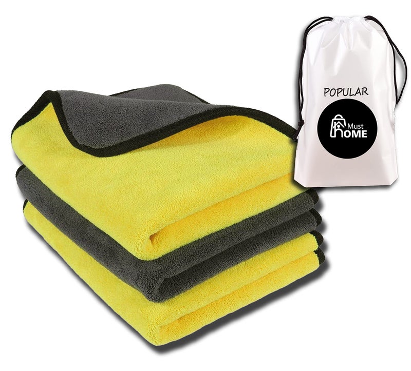 MustHome Microfiber Cloth for car Cleaning wash 800GSM with Pouch Extra Thick Lint Free Microfiber Cleaning Towel Cloth for Bike, Cars Cleaning Dusting Detailing 30x40 Cms (1) - Image 1