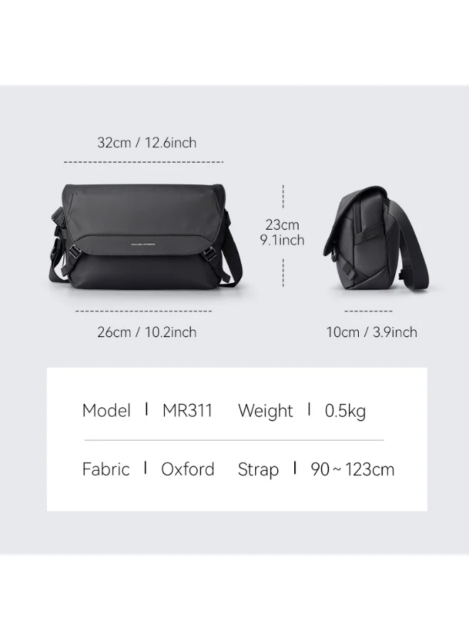 MARK RYDEN Mark Ryden MR-311 Crossbody Sling Bag for Men – Lightweight Water-Resistant Oxford Chest Bag with iPad Compartment, Removable Strap &amp; Geometric Design – Urban Biker Shoulder Bag (Light Line Series)
