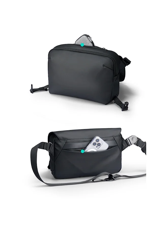 MARK RYDEN Mark Ryden MR-311 Crossbody Sling Bag for Men – Lightweight Water-Resistant Oxford Chest Bag with iPad Compartment, Removable Strap &amp; Geometric Design – Urban Biker Shoulder Bag (Light Line Series)