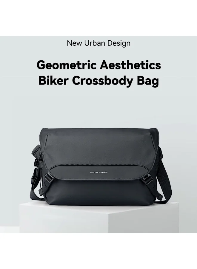 MARK RYDEN Mark Ryden MR-311 Crossbody Sling Bag for Men – Lightweight Water-Resistant Oxford Chest Bag with iPad Compartment, Removable Strap &amp; Geometric Design – Urban Biker Shoulder Bag (Light Line Series)
