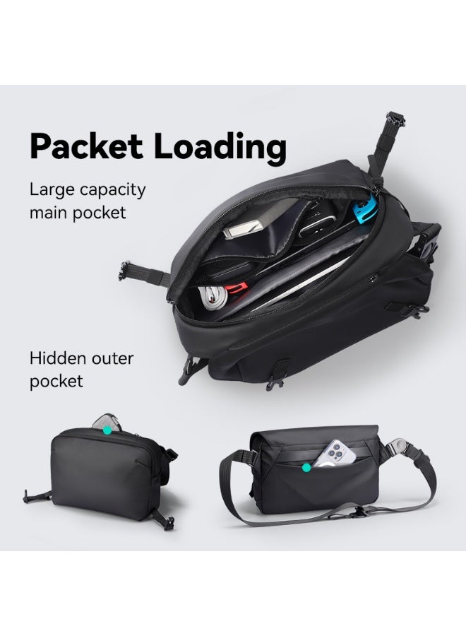 Mark Ryden MR-311 Crossbody Sling Bag for Men – Lightweight Water-Resistant Oxford Chest Bag with iPad Compartment, Removable Strap & Geometric Design – Urban Biker Shoulder Bag (Light Line Series) - Image 4