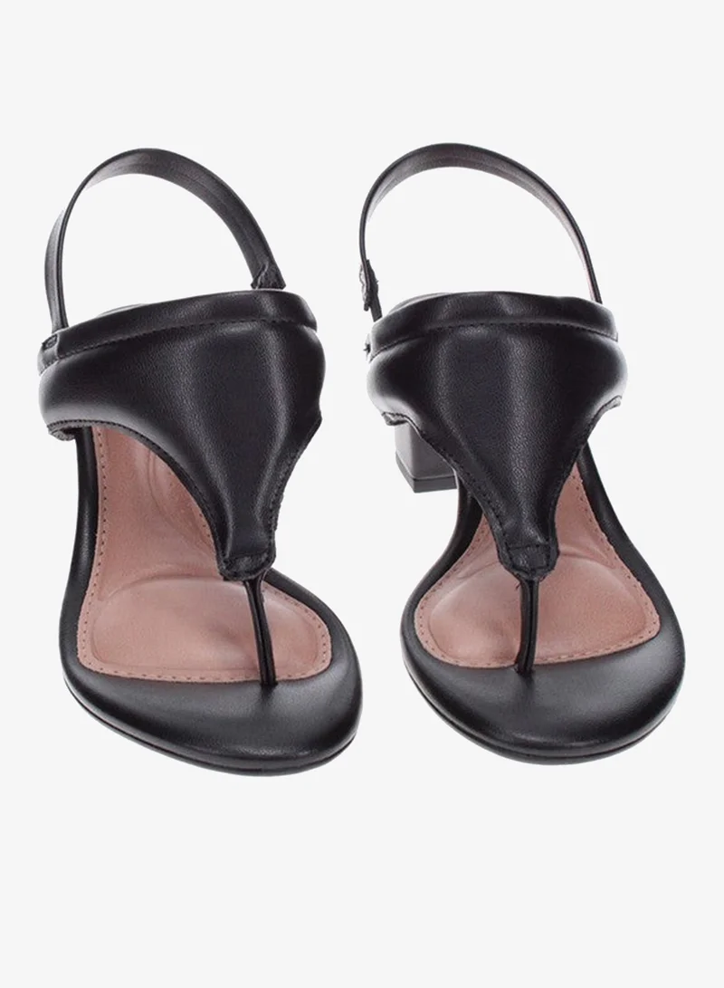 Beira Rio Black Mid Heels Sandals for Women – Sling Back Heel Sandals for Girls with Ankle Strap for Women | Best Price UAE