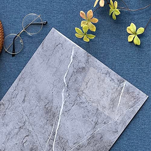 Haimin Wall Panels Peel and Stick 10 Pieces 23.6x11.8in (19.4 Sq. Ft. Coverage) Lightweight Backsplash Marble Look Tile (not Real Marble) Ideal for Kitchen Bathrooms Living Rooms Bedrooms (Gray-YSH) - Image 5