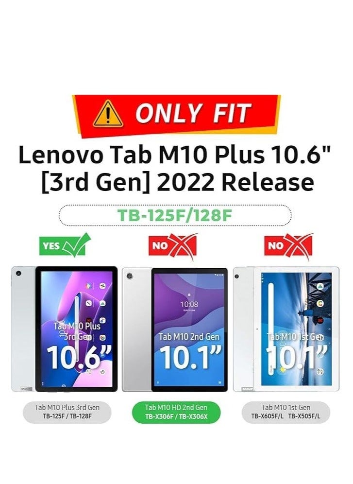Generic - Case for Lenovo Tab M10 Plus 10.6" 3rd Gen 2022 (Model: TB125FU/TB128FU/TB128XU), Portable Shockproof Hybrid Cover, Hook-and-Loop Swivel Handle - Image 1