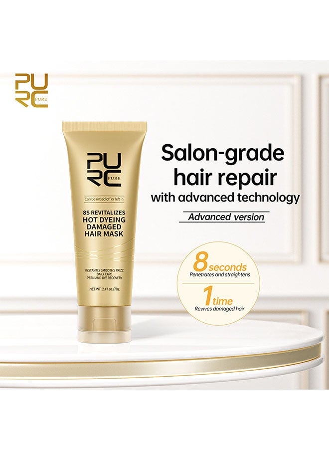 PURC 8s Revitalizes Hot Dyeing Damaged Hair Mask 70ml, Damaged Hair Mask Professional Keratin Treatment, Instantly Smooths Frizz Daily Care, Perm and Dye Repair Conditioner, Advanced Hair Mask - Image 2