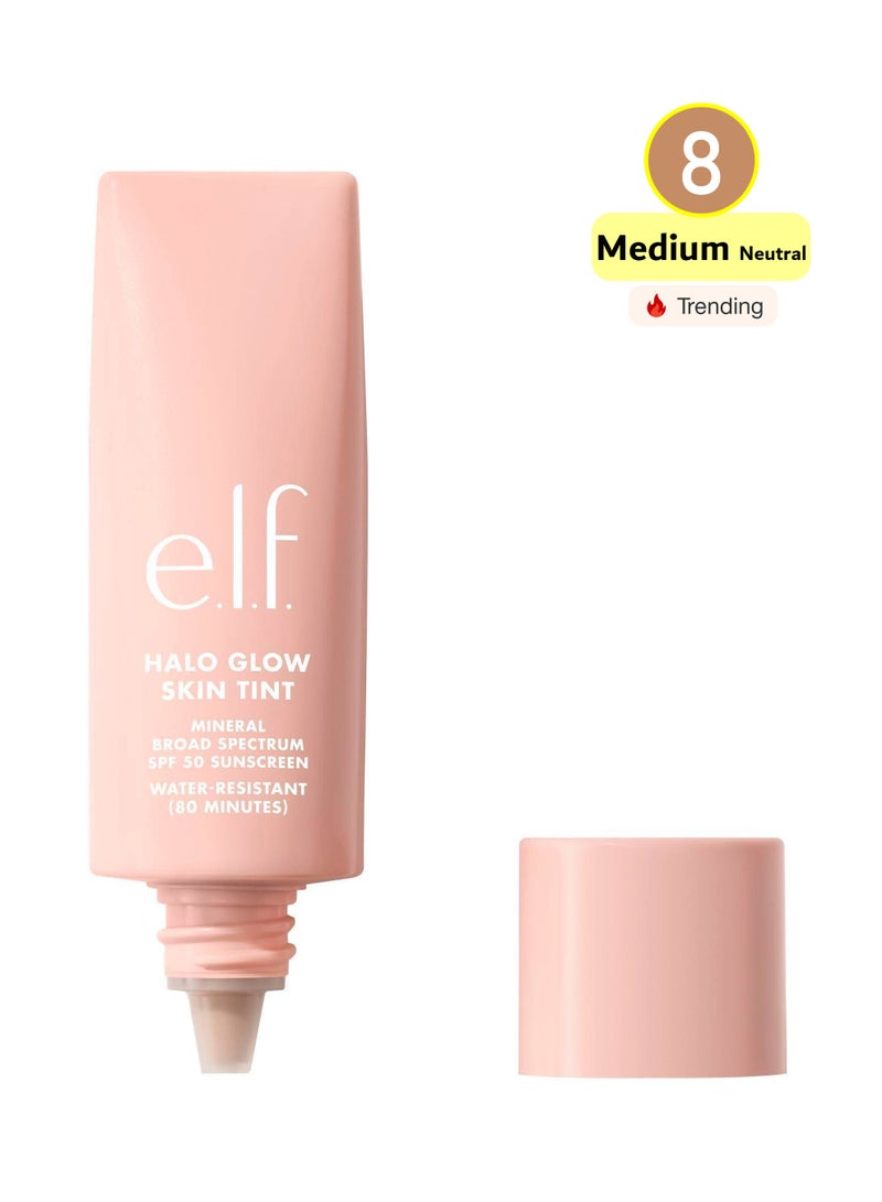 إلف كريم أساس هالو جلو بإشراقة ناعمة بتركيبة خفيفة التغطية - واقٍ شمسي معدني SPF 50 - درجة 8 متوسط محايد - Image 1