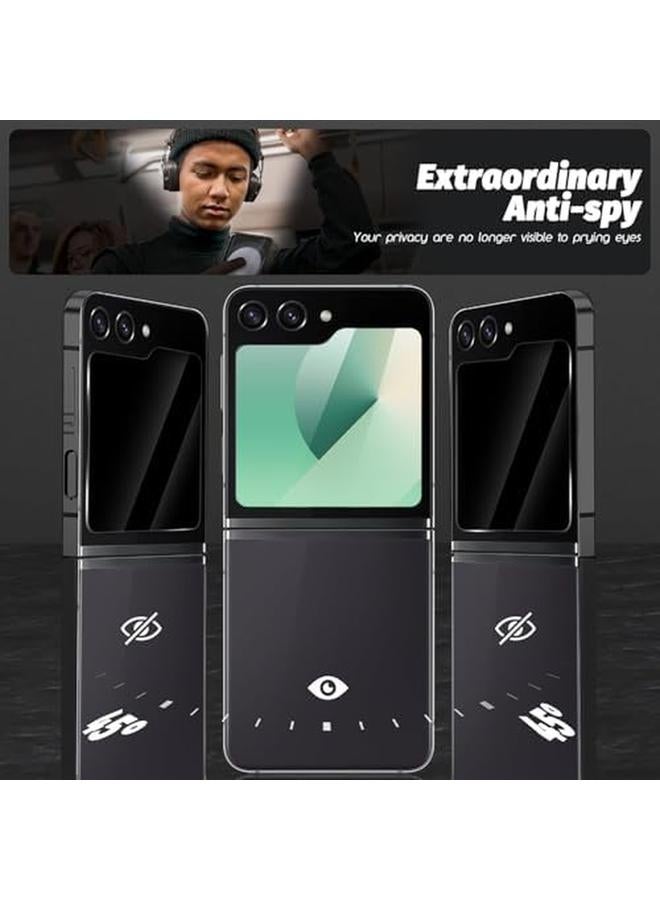 erorex 【3 Pack】 9H Tempered Glass Privacy Front Screen Protector For Samsung Galaxy Z Flip 6 5G 2024 Anti Scratch Full Cover Easy Install  - Image 2