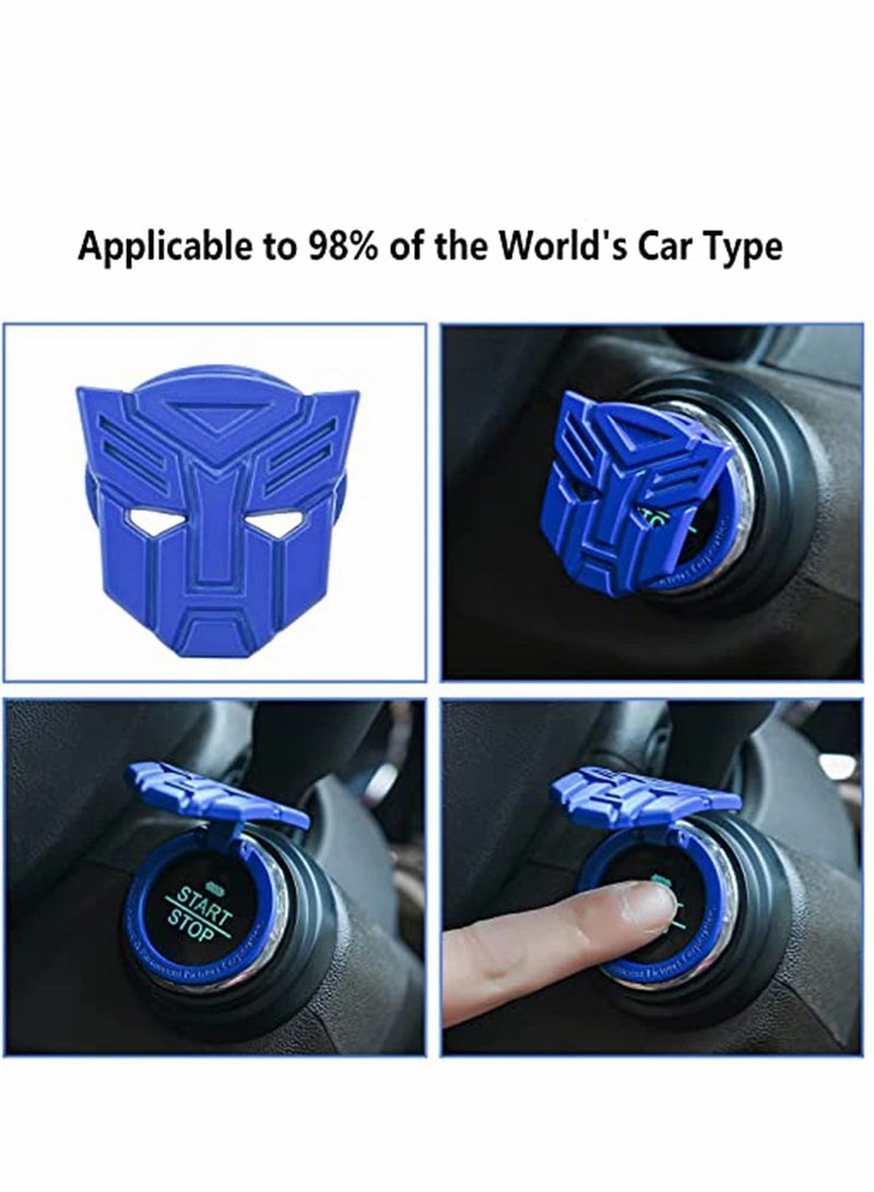 Y&D Transformers Car Engine Start Stop Button Cover, Push to Ignition Cover Alloy Universal Metal Anti Scratch Decorative Stickers (Metal - Blue)  - Image 3
