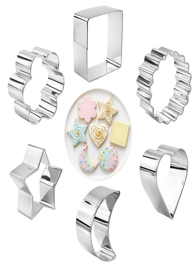 Foyods 6 Pcs Star Cookie Cutter Set - Cloud, Moon,& Sun, 6 Styles Cute Stainless Steel Cookie Cutter, Ramadans Cookies Cutters, Metal Biscuit Cutter Molds for Birthday Party Celestial Decoratio Shapes - Image 1