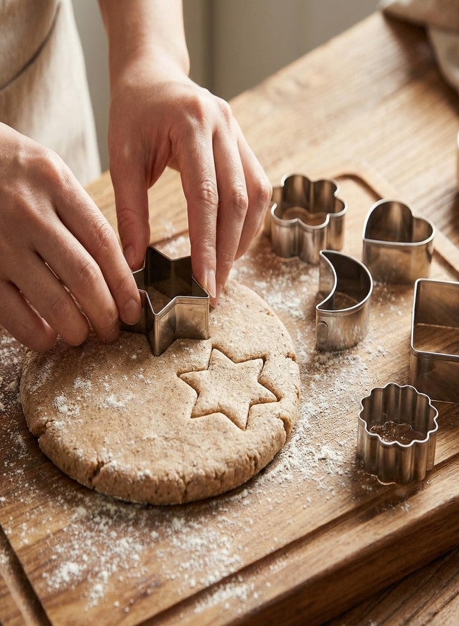 Foyods 6 Pcs Star Cookie Cutter Set - Cloud, Moon,& Sun, 6 Styles Cute Stainless Steel Cookie Cutter, Ramadans Cookies Cutters, Metal Biscuit Cutter Molds for Birthday Party Celestial Decoratio Shapes - Image 5