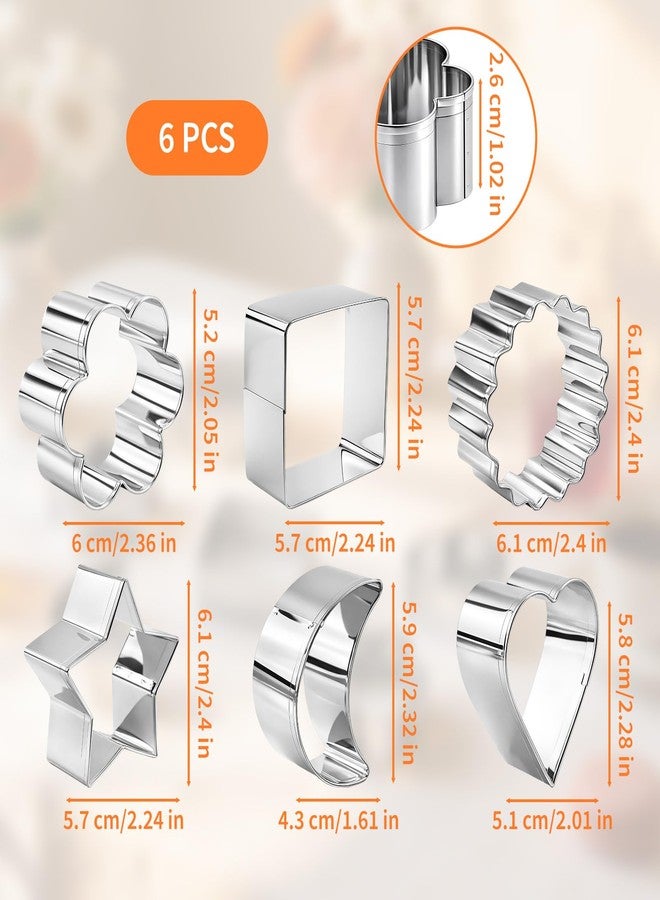 Foyods 6 Pcs Star Cookie Cutter Set - Cloud, Moon,& Sun, 6 Styles Cute Stainless Steel Cookie Cutter, Ramadans Cookies Cutters, Metal Biscuit Cutter Molds for Birthday Party Celestial Decoratio Shapes - Image 2