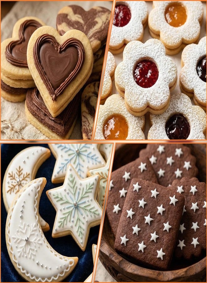 Foyods 6 Pcs Star Cookie Cutter Set - Cloud, Moon,& Sun, 6 Styles Cute Stainless Steel Cookie Cutter, Ramadans Cookies Cutters, Metal Biscuit Cutter Molds for Birthday Party Celestial Decoratio Shapes - Image 4