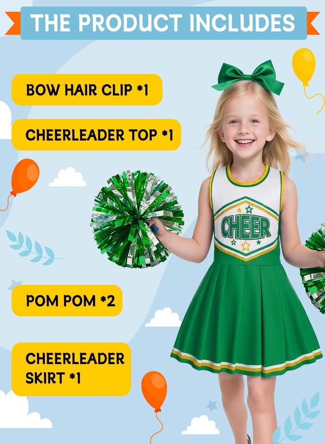 JenPen Cheerleader Costume Cheerleading Outfit Dress Cheer Uniform with Bow Halloween Dress up Gifts(3-5 Years,Black and Gold)(7-9 Years,Dark Green) - Image 2