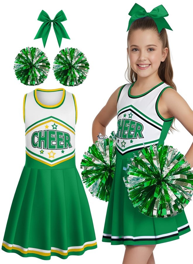 JenPen Cheerleader Costume Cheerleading Outfit Dress Cheer Uniform with Bow Halloween Dress up Gifts(3-5 Years,Black and Gold)(7-9 Years,Dark Green) - Image 1