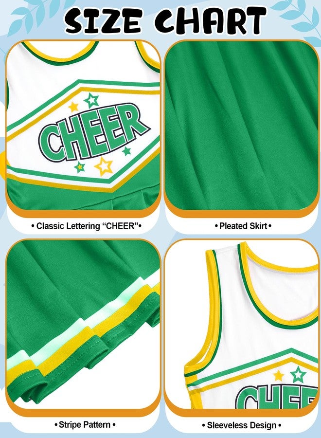 JenPen Cheerleader Costume Cheerleading Outfit Dress Cheer Uniform with Bow Halloween Dress up Gifts(3-5 Years,Black and Gold)(7-9 Years,Dark Green) - Image 4