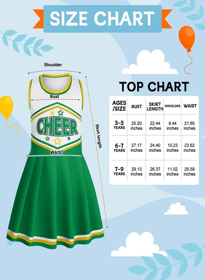 JenPen Cheerleader Costume Cheerleading Outfit Dress Cheer Uniform with Bow Halloween Dress up Gifts(3-5 Years,Black and Gold)(7-9 Years,Dark Green) - Image 3