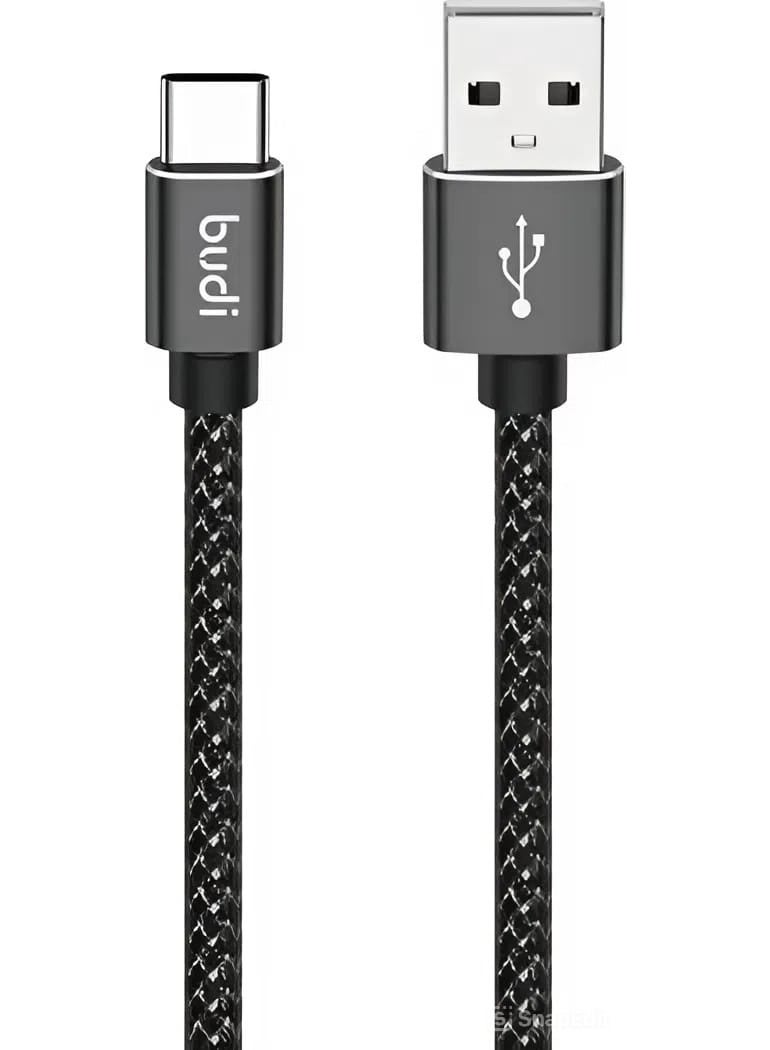 بودي كابل شحن ومزامنة بيانات متين من النايلون المضفر شحن سريع 3 أمبير من USB الى تايب سي أسود - Image 1