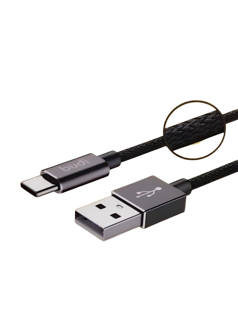 بودي كابل شحن ومزامنة بيانات متين من النايلون المضفر شحن سريع 3 أمبير من USB الى تايب سي أسود - Image 3
