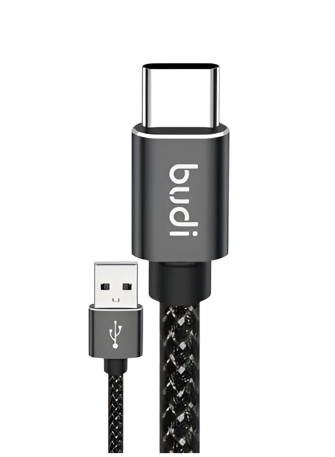 بودي كابل شحن ومزامنة بيانات متين من النايلون المضفر شحن سريع 3 أمبير من USB الى تايب سي أسود - Image 2