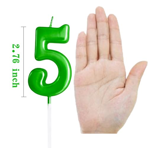 XNOVA Green Birthday Candles 5 Candle 5th Five Years Cake Bady Roman Numberal Cool Number Candle No 50 51 52 53 54 55 56 57 58 59 - Image 2