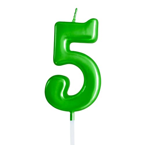 XNOVA Green Birthday Candles 5 Candle 5th Five Years Cake Bady Roman Numberal Cool Number Candle No 50 51 52 53 54 55 56 57 58 59 - Image 1