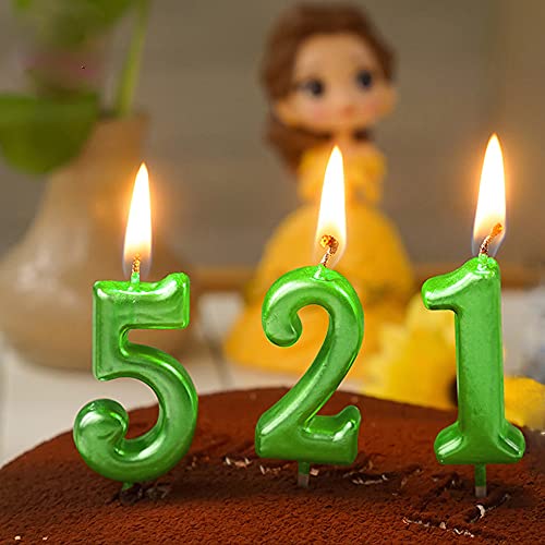 XNOVA Green Birthday Candles 5 Candle 5th Five Years Cake Bady Roman Numberal Cool Number Candle No 50 51 52 53 54 55 56 57 58 59 - Image 3