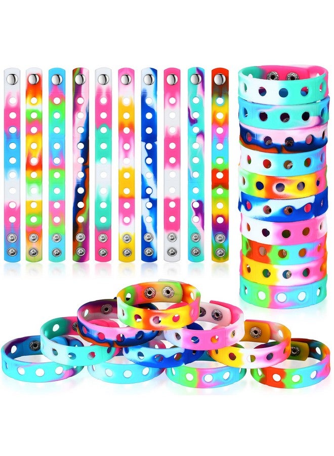 باتيير سوار سيليكون معصم قابل للتعديل من المطاط الملون مع فتحات مقاس 7.08 بوصة لحفلات التخرج وأعياد الميلاد (50 قطعة) - Image 1