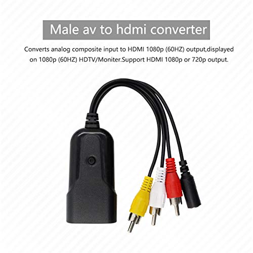 HDSUNWSTD Composite to HDMI Converter, HDMI, RCA AV to HDMI Support 1080P with DC Power Cable, for PS One, PS2, PS3, WII, WII U and SEGA Video Games Video Converter - Image 2