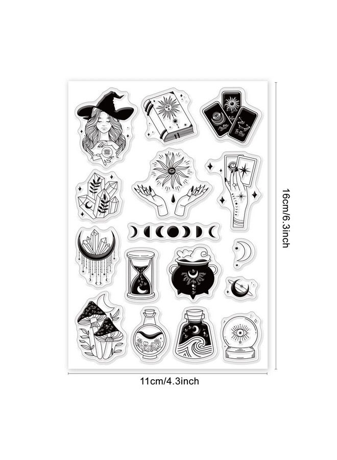 PH PandaHall بطاقات ختم سيليكون شفافة من Tarot StampMoon Witch، طوابع مطاطية شفافة لصنع البطاقات وتزيين ألبومات الصور وألبومات القصاصات بنفسك، مقاس 6.2 × 4.3 بوصة - Image 2