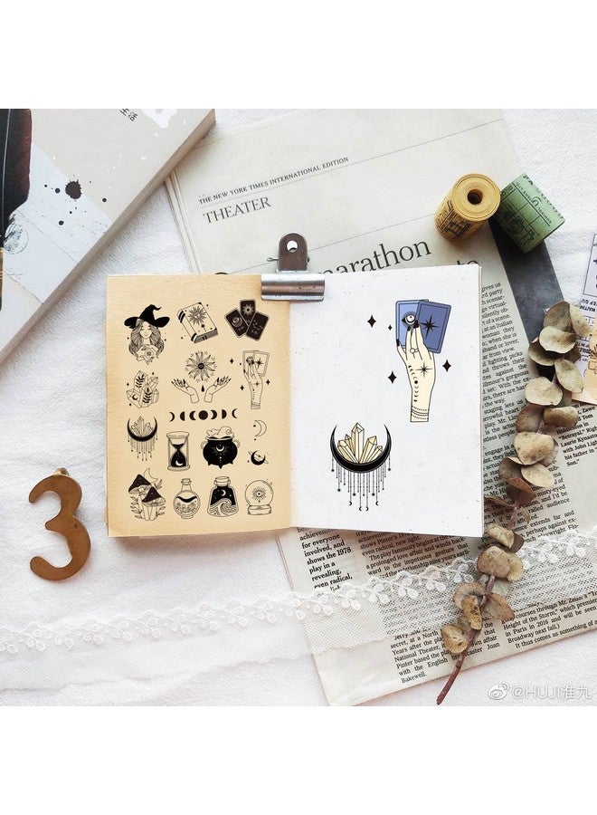 PH PandaHall بطاقات ختم سيليكون شفافة من Tarot StampMoon Witch، طوابع مطاطية شفافة لصنع البطاقات وتزيين ألبومات الصور وألبومات القصاصات بنفسك، مقاس 6.2 × 4.3 بوصة - Image 5