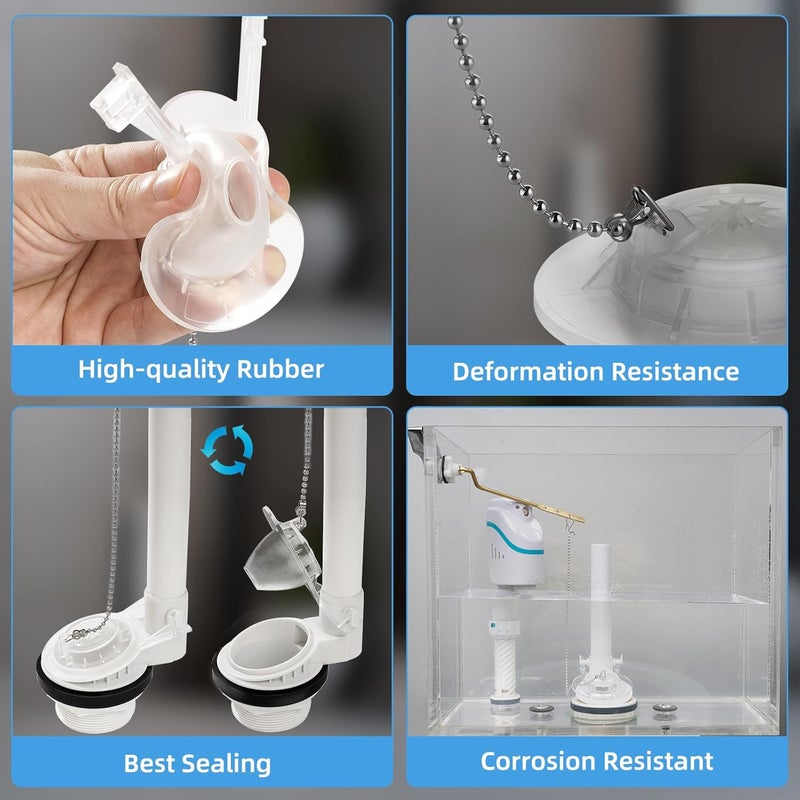 Hibbent Toilet Flapper Replacement Compatible with Gerber 99-647 2 Pack, 2 Inch Toilet Flapper with Stainless Chain and Hook, Easy to Install - Image 4