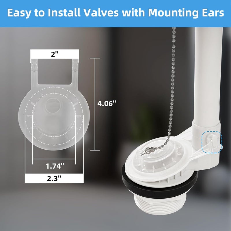 Hibbent Toilet Flapper Replacement Compatible with Gerber 99-647 2 Pack, 2 Inch Toilet Flapper with Stainless Chain and Hook, Easy to Install - Image 2