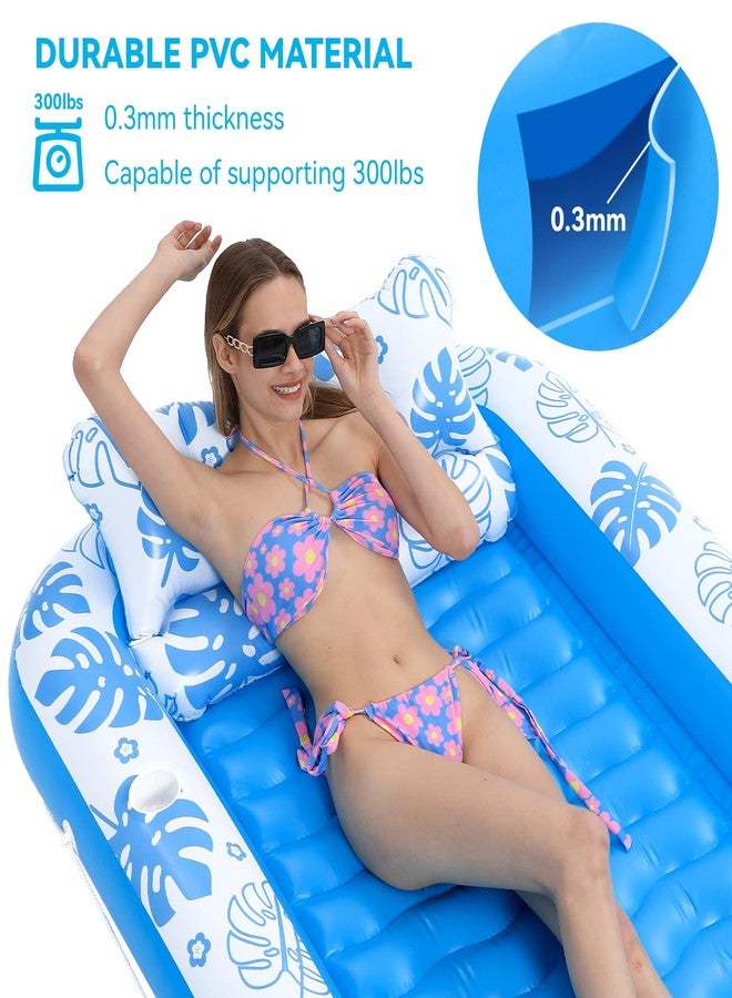 COMMOUDS Inflatable Tanning Pool Lounger Float with Cervical Pillow - Pool Floats Adult for Sunbathing, Backyard, Pool Party - Inflate Ball Pit for Babies - Kids Swimming Pool Bed (SkyBlue-L(71" x 47")) - Image 3