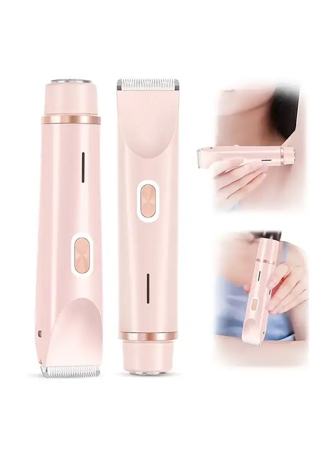 Blue 2 In 1 Women Dual Head Electric Hair Remover Shaver USB Rechargeable Gentle - Image 3