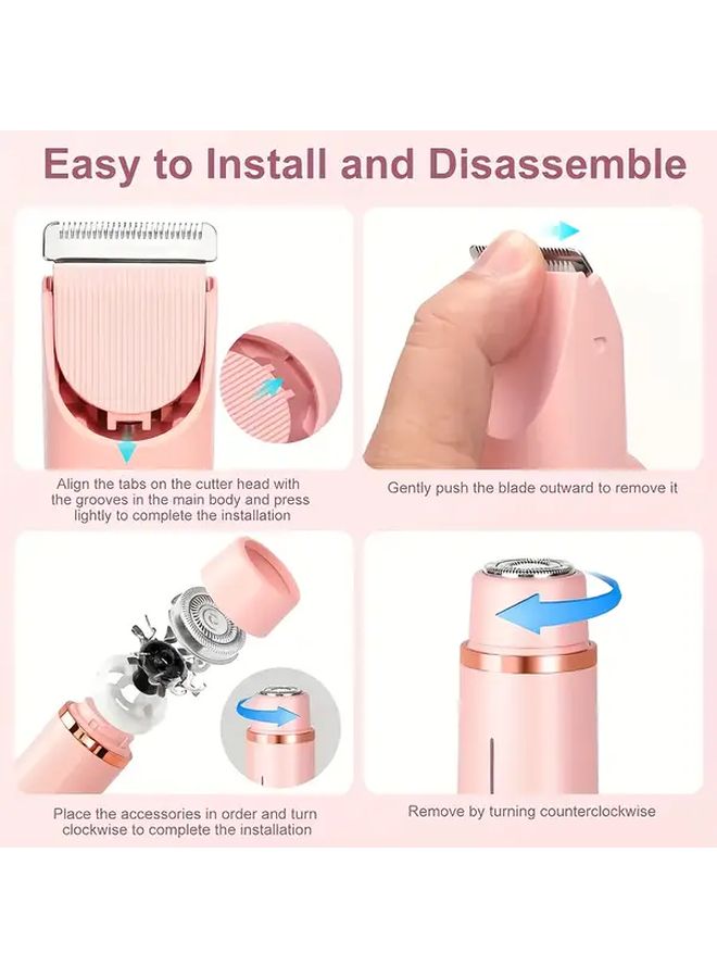 Blue 2 In 1 Women Dual Head Electric Hair Remover Shaver USB Rechargeable Gentle - Image 2