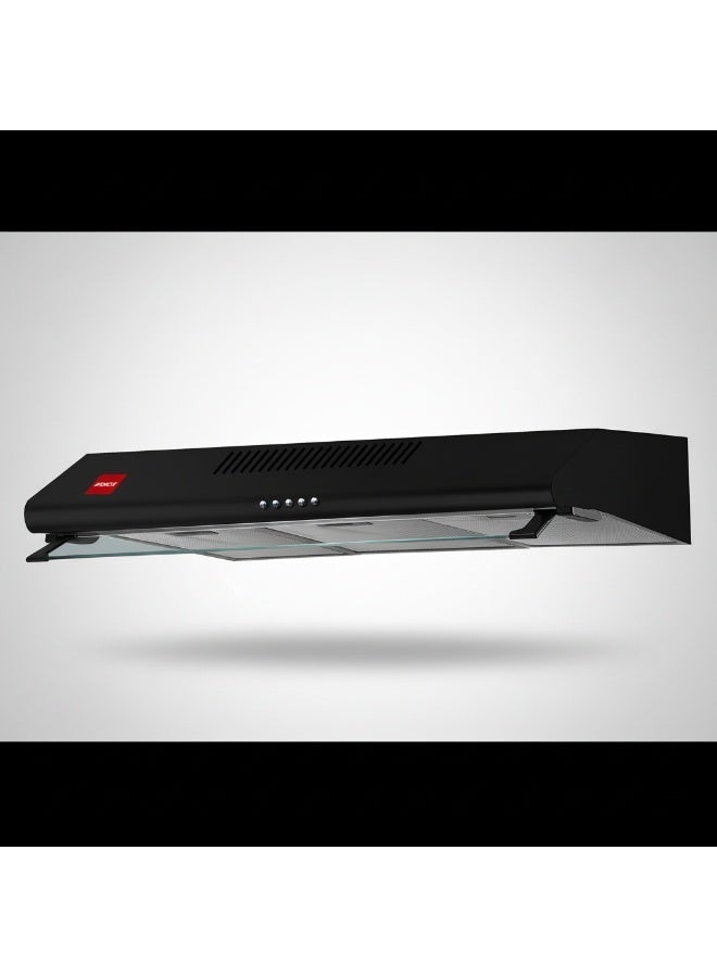 نوفيكس شفاط مطبخ NOVEX 90 سم باللون الأسود | شفاط مطبخ رفيع للتثبيت على الحائط | قوة شفط 320 متر مكعب/ساعة | زر تحكم بثلاث سرعات | إضاءة LED | أنبوب تهوية وإعادة تدوير - Image 1