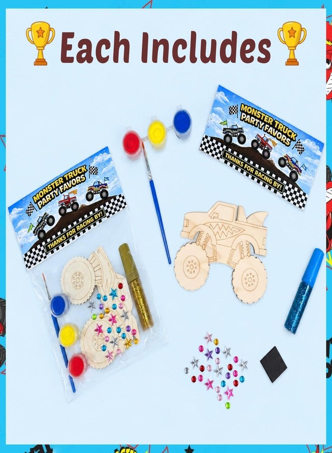 GOGREENWOVEN Monster Truck Party Favors for Kids - 12 Pack Pre-Packaged DIY Monster Truck Painting Craft Kits, Birthday Goodie Bag Fillers, Truck Party Supplies, Gifts & Prizes for Boys and Girls Ages 4-8 - Image 2