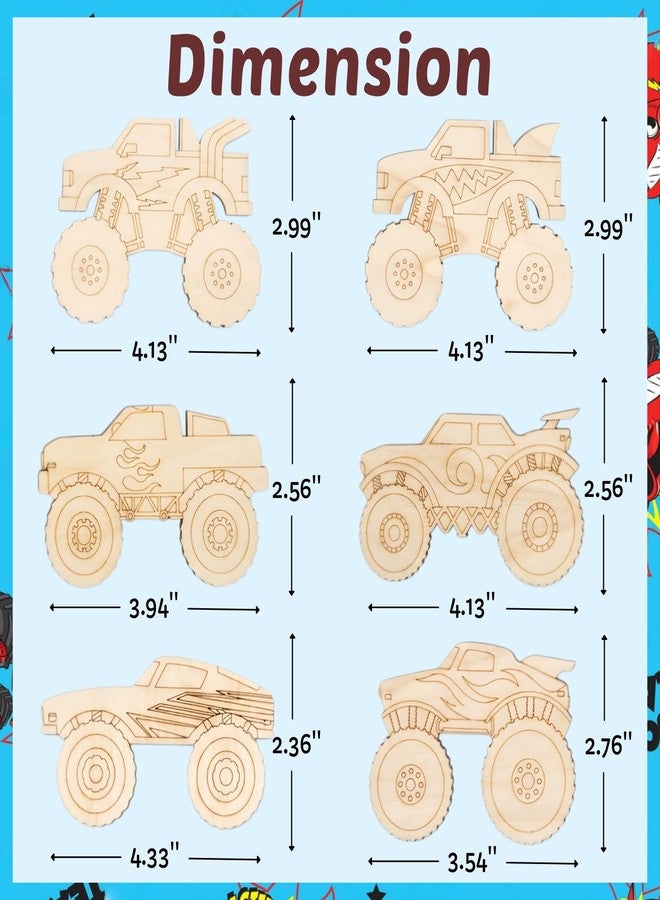 GOGREENWOVEN Monster Truck Party Favors for Kids - 12 Pack Pre-Packaged DIY Monster Truck Painting Craft Kits, Birthday Goodie Bag Fillers, Truck Party Supplies, Gifts & Prizes for Boys and Girls Ages 4-8 - Image 3
